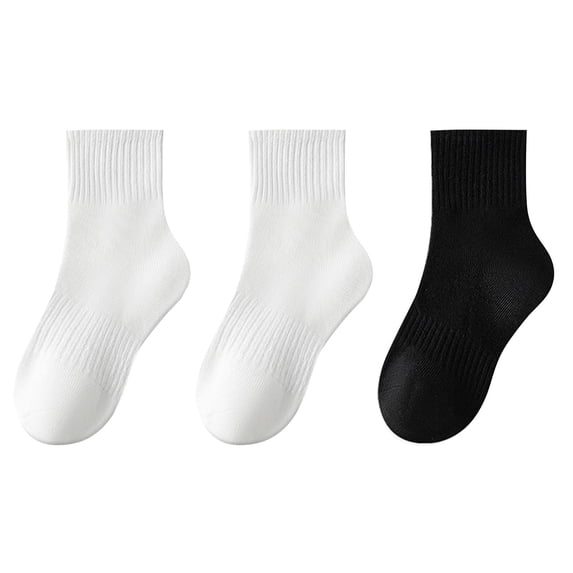 Zwiiyzr Kids Cotton Crew Socks 3 Pairs Of Solid Color Knee Socks for Girls Warm and Breathable Fits 3-16 Years Old Beige