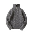 thumbnail image 1 of Zwiiyzr Kids Teens Boys Girl Cardigan Sweater Winter Long Sleeve Turtleneck Zip-Up Loose Knit Cardigan Sweater Coat 5-14 Years Dark Gray, 1 of 4