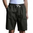 thumbnail image 1 of Lovskoo Knee Length Shorts for Men Solid Color Trendy Casual Cotton Drawstring Elastic Waist Half Shorts Pants Olive Green, 1 of 6