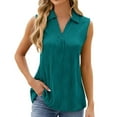thumbnail image 1 of Lovskoo Knit Summer Tops for Women 2024 Button Down Collared Sleeveless Classic Lapel Solid Color T Shirt Tank Top Lapel Tank Top Blue, 1 of 7