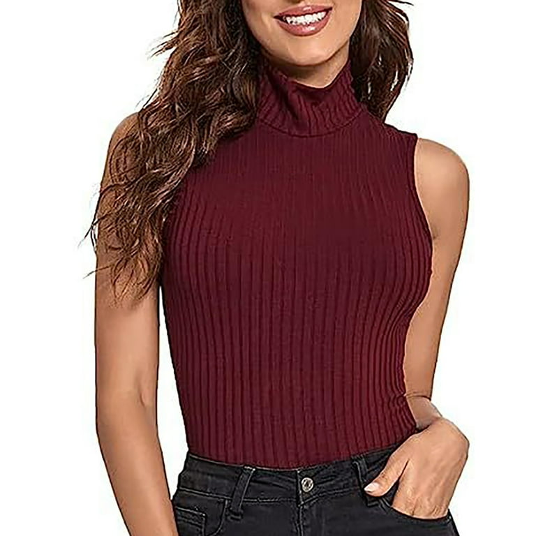 Lovskoo Knit Summer Tops for Women 2024 Tank Tops Mock Neck