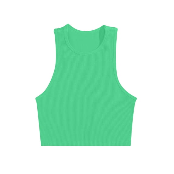 Lovskoo Knit Summer Tops for Women 2024 Tank Tops Scoop Neck Sleeveless Round Neck Tight Solid Color Camisoles Sports Yoga Elastic Tank Tops Green