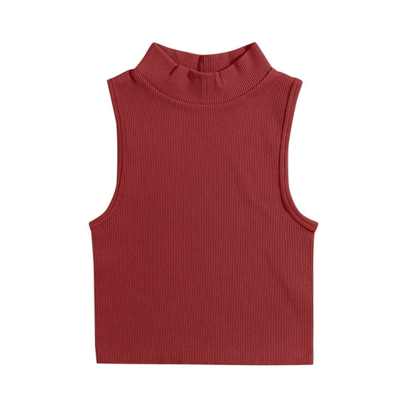 Lovskoo Knit Summer Tops for Women 2024 Tank Tops Scoop Neck Sleeveless Turtleneck Tight Solid Color Camisoles Sports Yoga Elastic Tank Tops Red