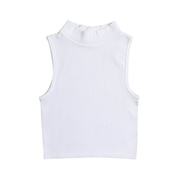 Lovskoo Knit Summer Tops for Women 2024 Tank Tops Scoop Neck Sleeveless Turtleneck Tight Solid Color Camisoles Sports Yoga Elastic Tank Tops White