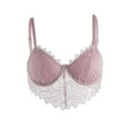 thumbnail image 1 of Lovskoo Lace Bralettes for Women Strap Bustier Cami Top Hollow Vest Mesh See-Through V Neck Camisole Sleepwear Pink, 1 of 6