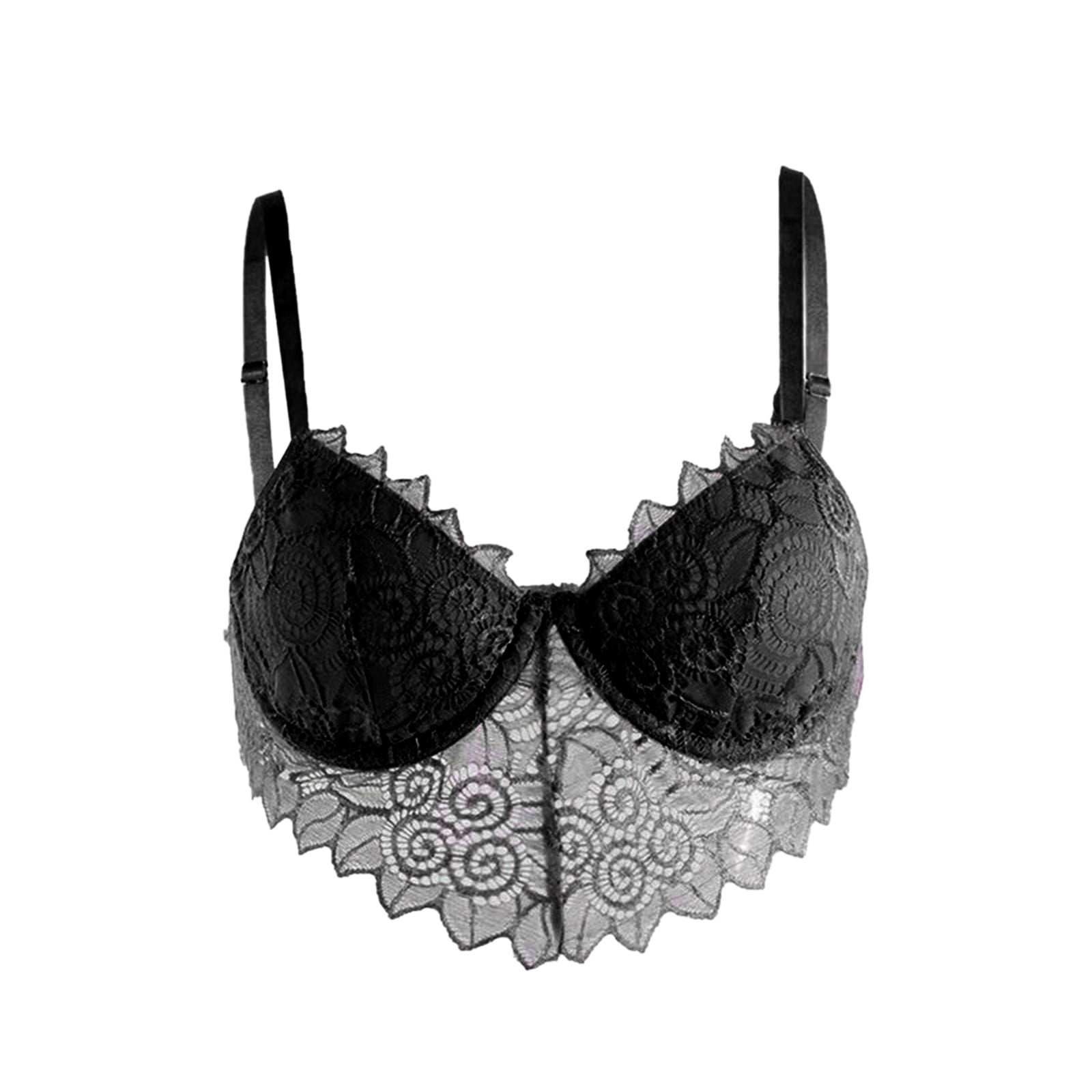Bencailor 4 Pack Women Lace Camisole Lace Bralettes Half V Neck Cami Bra With Adjustable Spaghetti Strap Crop Tank Top For Girls, Black, XL