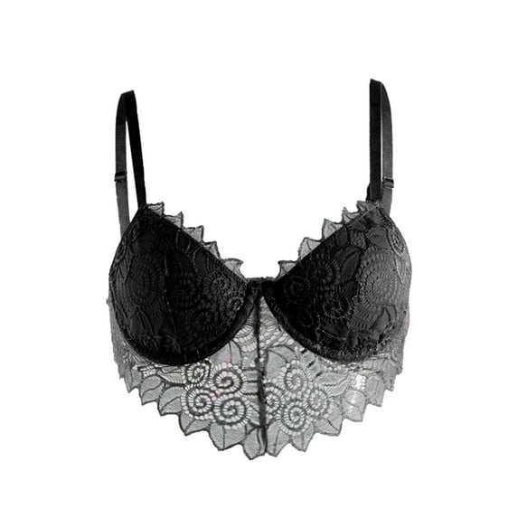 Lovskoo Lace Bralettes for Women Strap Bustier Cami Top Hollow Vest Mesh See-Through V Neck Camisole Sleepwear Black