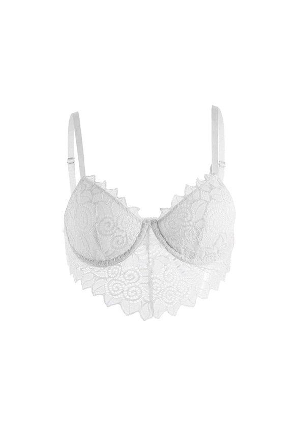 Lace Bralettes for Women Strap Bustier Cami Top Hollow Vest Mesh See-Through V Neck Camisole Sleepwear White