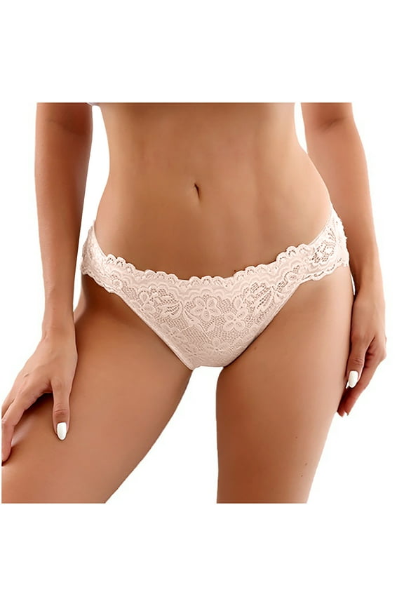Lace for Women 2024 3 Pack Low Rise Hipster Bikini Panties Beige