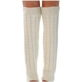 thumbnail image 1 of Lovskoo Leg Warmers Women Knee-High Lady Adult Leg Sets Pile Socks Fall Winter Keep Warm Wool Sock Knitting Crochet Long Legging Socks White, 1 of 6
