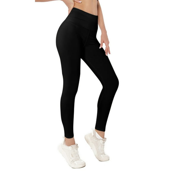 Lovskoo Leggings for Women Quick Drying Solid Color Summer High Waist and Tight Fitness Pocket Yoga Pants Black