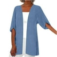 thumbnail image 1 of Lovskoo Lightweight Summer 3/4 Sleeve Cardigan for Women Plus Size Trendy Casual Solid Color Cardigans Fall Shrugs Light Blue, 1 of 7