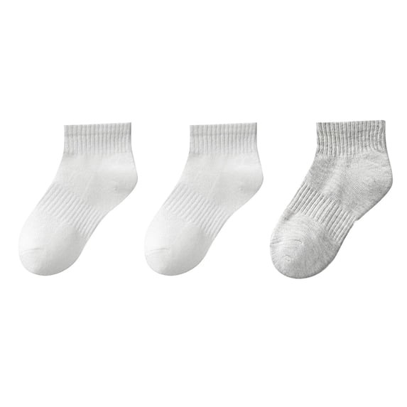 Zwiiyzr Little Girl Boys 3Pc Baby Socks Toddler Cotton 3 Pairs Solid Color Ankle Socks Crew Socks Fits 3-16 Years Old Dark Gray