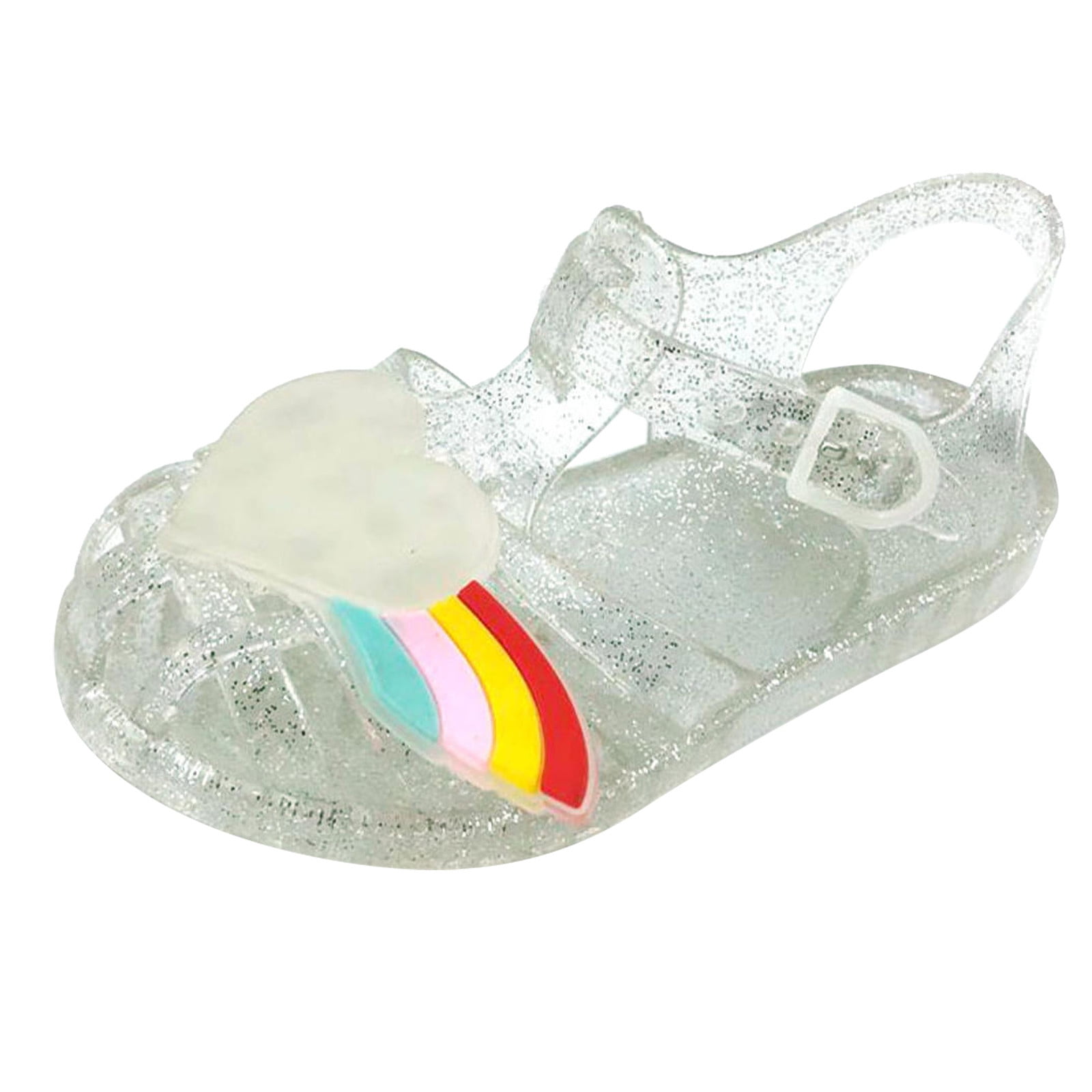 Lovskoo Little Girls Jelly Sandal for 9-10 Years Old Hollow Out Non-slip  Cute Fruit Soft Sole Beach Roman Sandals White 