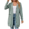 thumbnail image 1 of Lovskoo Long Cardigan Sweaters for Women Open Front Snap Button Knit Ribbed Cardigans Outfits Green, 1 of 6