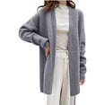 thumbnail image 1 of Lovskoo Long Cardigans for Women Trendy Loose and Cozy Solid Color Versatile Knitted Cardigan Long Sleeve Sweater Jacket Gray, 1 of 8