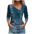 thumbnail image 1 of Lovskoo Long Sleeve Shirts for Women Spring Fall V-Neck Trendy Casual Printed Button-Up Blouse T-Shirt Tops Blouse Navy 5XL, 1 of 4