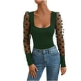 thumbnail image 1 of Lovskoo Women's Mesh Long Sleeve Shirts Dressy Business Tops Casual Blouses Work Shirts Fall Clothes Green, 1 of 5