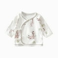 thumbnail image 1 of Zwiiyzr Long Sleeve Side-Snap Kimono Tops Newborn for Infant Boys Girls Unisex Summer Fall Cotton Baby Clothes 0-3 Months White, 1 of 3