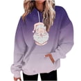 thumbnail image 1 of Lovskoo Long Sleeve Sweatshirt for Women Trendy T-Shirt Christmas Printing Hooded Pockets Blouse Tops Purple 2XL, 1 of 6