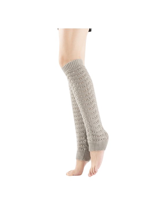Long Stirrup Leg Warmers Women Knee-High Adult Leg Sets Pile Of Socks Fall Winter Keep Warm Wool Sock Knitting Foot Cover Leg Warmers Boot Toppers Gray