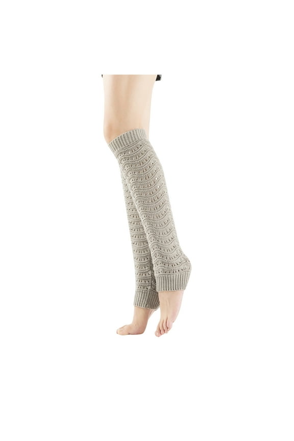 Long Stirrup Leg Warmers Women Knee-High Adult Leg Sets Pile Of Socks Fall Winter Keep Warm Wool Sock Knitting Foot Cover Leg Warmers Boot Toppers Gray