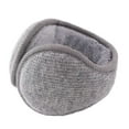 thumbnail image 1 of Lovskoo Man's Winter Knit Earmuffs Foldable Solid Color Polar Fleece Ear Warmer Keep Warm Foldable Behind-The-Head Earmuff Gray, 1 of 3