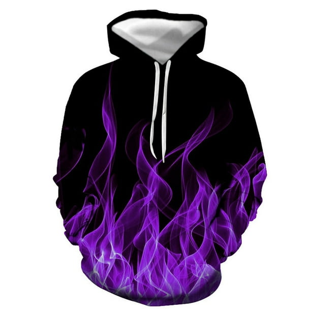 Lovskoo Men and Women Graphic Hoodies Novelty Printed Hooded Drawstring Sweatshirt Unisex Cool Pullover Purple Adult Unisex Size 2XL