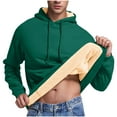thumbnail image 1 of Lovskoo Men Hoodies Casual Fleece Sherpa Lined Fashion Solid Pullover Tops Long Sleeve Hoodie Sweatshirts Green, 1 of 8
