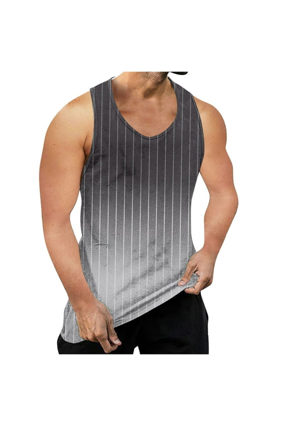 Men's 2024 Tank Tops Swim Beach Sleeveless Shirt Gym Workout Stringer Muscle Tshirts Gray