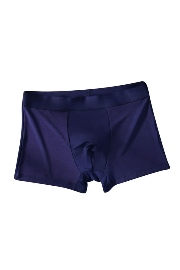 Men's 2024 Underwear Boxer Briefs Ice Silk Thin Style Seamless Soft Trunks Business Breathable Summer Comfortable Boxers Underpants Navy L