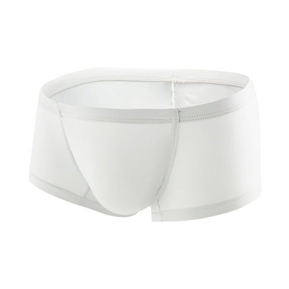 Lovskoo Men's 2024 Underwear Boxer Briefs Ice Silk Thin Style Seamless Soft Trunks Business Breathable Summer Comfortable Boxers Underpants White