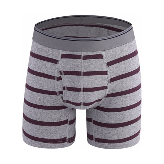 Lovskoo Men's 2024 Underwear Boxer Briefs Striped Side Opening Boxer Shorts Briefs Pants Large Underwear Red 2XL