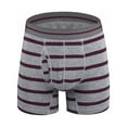 thumbnail image 1 of Lovskoo Men's 2024 Underwear Boxer Briefs Striped Side Opening Boxer Shorts Briefs Pants Large Underwear Gray 2XL, 1 of 4