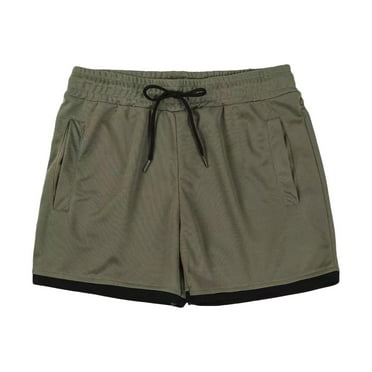 Lovskoo Men's Beach Board Shorts Solid Color Breathable Beach Shorts Sports Quick-Drying Elasticated Lace Up Shorts Olive Green