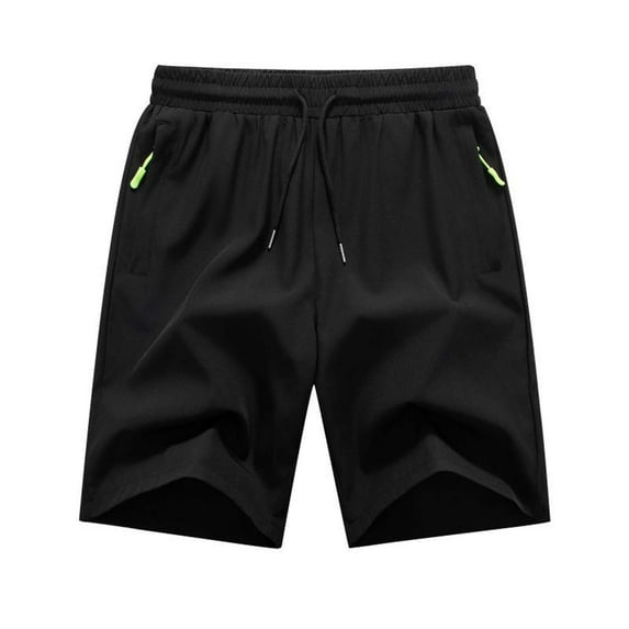 Lovskoo Men's Beach Board Shorts Solid Color Loose Straight Beach Comfortable Pants Casual Sports Knee Length Pants Black