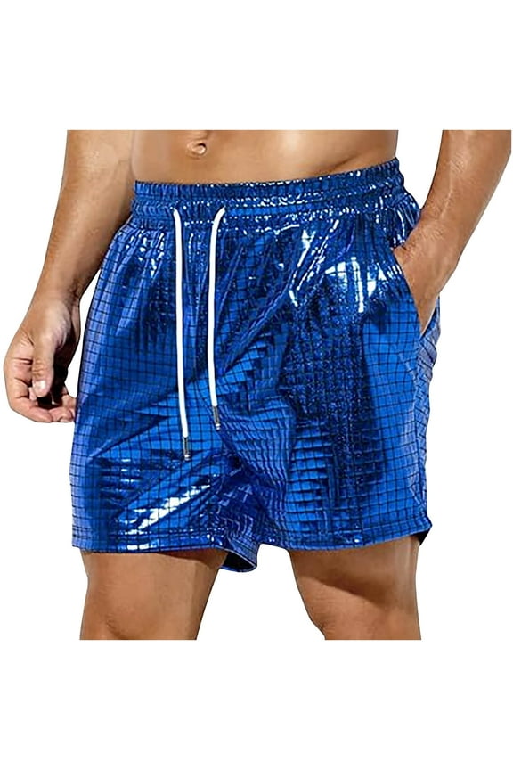 Men's Beach Board Shorts Summer Solid Color Beach Fitness Run Casual Sports Breathable Short Blue