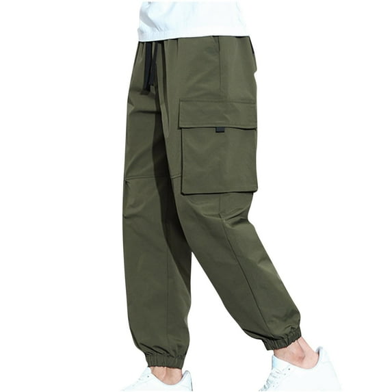 Lovskoo Men's Casual Beach Pants Solid Color Casual Daily Outdoor Beach Lightweight Breathable Pants Olive Green