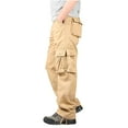 thumbnail image 1 of Lovskoo Men's Casual Cargo Pants Slim Multi Pocket Straight Trousers Outdoor Sports Work Pants Khaki, 1 of 9