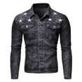 thumbnail image 1 of Lovskoo Men's Embroidered Denim Shirt Jacket Casual Button Solid Color Long Sleeve Jacket Denim Blouse Coat Black, 1 of 4