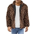 thumbnail image 1 of Lovskoo Men's Faux Fur Coat Winter Warm Fashion Leopard Long Sleeve Hooded Casual Outwear Jackets Yellow, 1 of 6