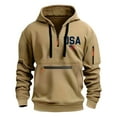 thumbnail image 1 of Lovskoo Men's Multi-Pocket Cargo Fleece Hoodie Spring and Fall Printed Hooded Sweatshirt Half Zip Pullover Sweatshirt Khaki, 1 of 7