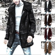Lovskoo Mens Parka Single-Breasted Jocket Zipper Plu Warm Cotton-Padded Jacket Long Stand Collar Solid Color Long Sleeve Hooded Casual Outwear & Jackets Black