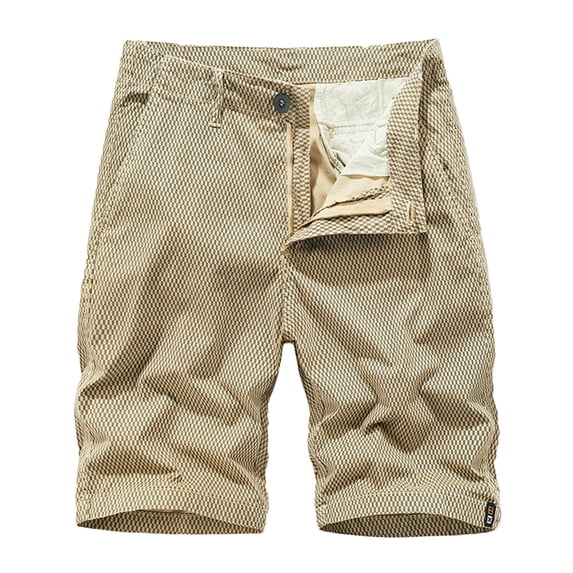 Lovskoo Men's Plus Size Cargo Shorts Zipper Multi-Pockets Relaxed Summer 2024 Beach Board Shorts Khaki M