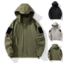 Lovskoo Men's Rain Jacket Trenchcoat Casual Waterproof Thin Fall Outdoor Windbreaker Slim Fitting Long Sleeve Hooded Sun Protection Outerwear Outdoor Sprinter Coat Olive Green