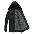 thumbnail image 1 of Lovskoo Men's Fleece Lined Winter Coat Quilted Puffer Jackets Solid Color Thick Windproof Pocket Zipper Hooded Outdoor Jacket Gray, 1 of 9