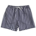 thumbnail image 1 of Lovskoo Men's Summer 2024 Board Shorts Trendy Casual Drawstring Elastic Waist Stripe Printing Beach Shorts Dark Blue L, 1 of 7