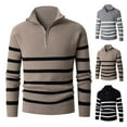 thumbnail image 1 of Lovskoo Men's Sweaters Pullover Half Zip Stand Collar Striped Knit Sweater Long Sleeve Lapel Top/Shirt Gray, 1 of 9