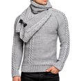 thumbnail image 1 of Lovskoo Men's Sweaters Pullover Long Sleeve Shawl Collar Casual Slim Button Textured Knit Sweaters Tops Gray, 1 of 4
