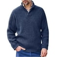 thumbnail image 1 of Lovskoo Men's Sweaters Pullover Stand Collar Elastic Solid Color Knit Tops Long Sleeve Sweater Dark Blue, 1 of 5